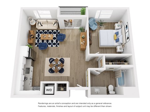 1 bedroom 1 bath B floor plan at Aston at Gateway, California, 91731